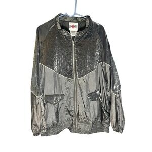 Active Frontier VTG Women's Metallic‎ Gray Quilted Windbreaker Jacket 90's 3XL
